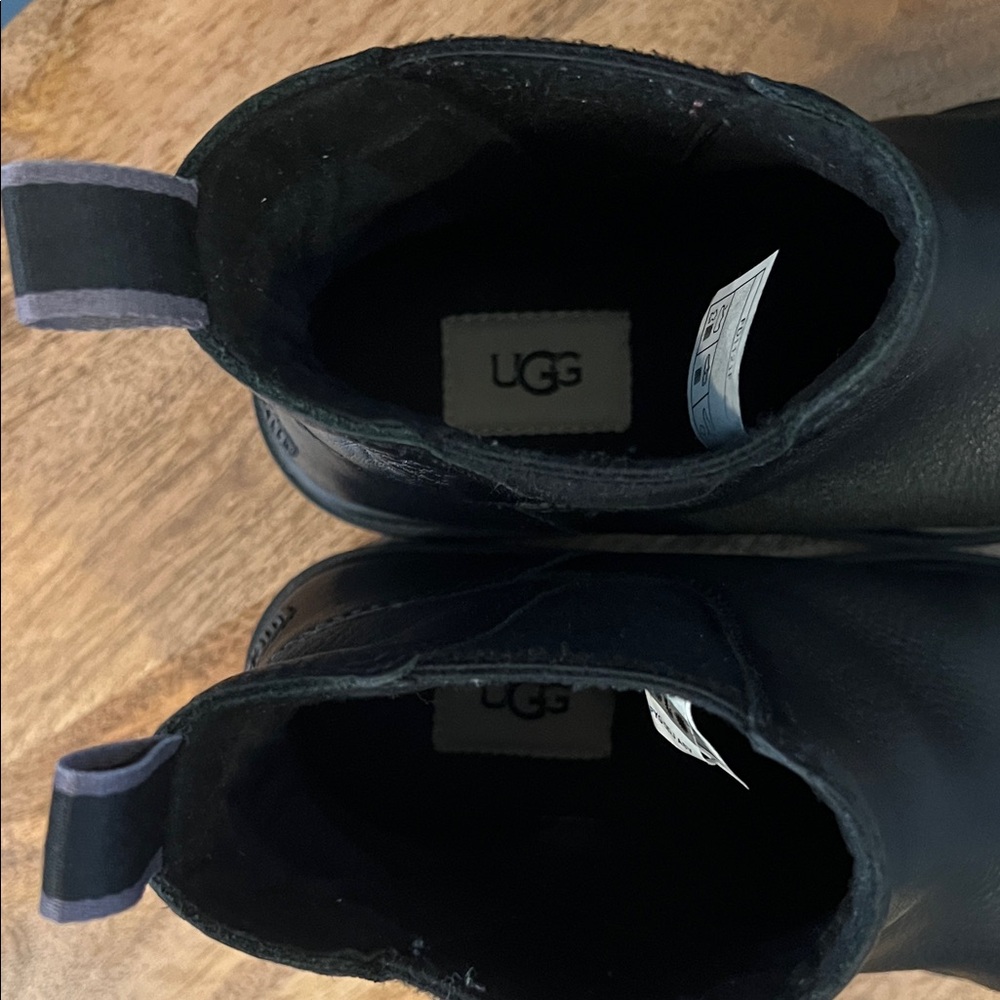 UGG Black Leather Ankle Boots - Picture 6 of 6
